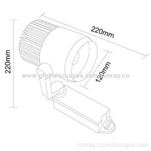 20W COB LED Track Light for Shopping Malls, Cloth Shops, Museums, Exhibition Rooms with 85-265V AC